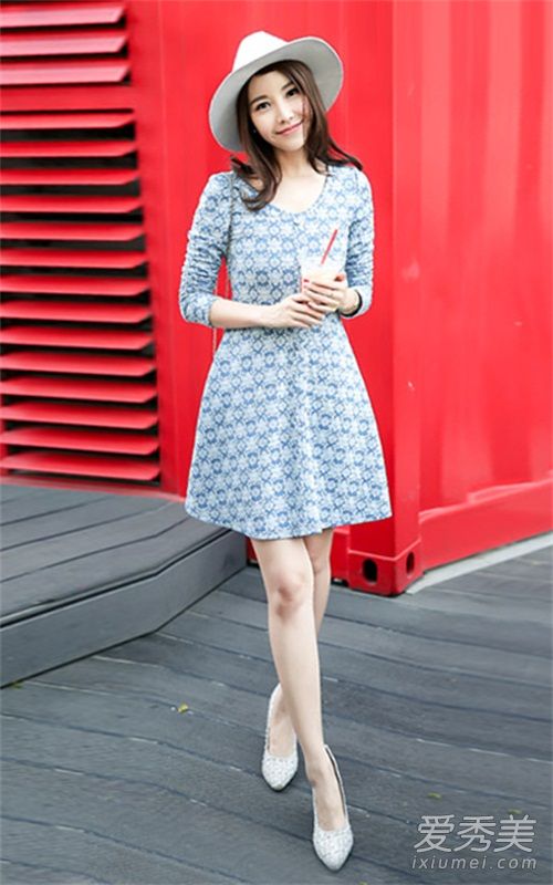 春天美女出街穿什么 长袖连衣裙超美